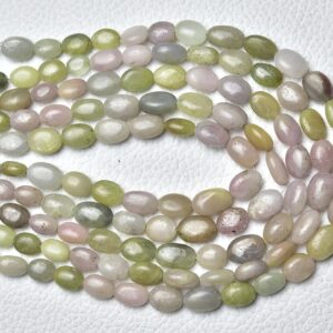 8 Inches Strand Natural Yellow Pink Sapphire Oval Beads 5x6mm to 6x9mm Smooth Oval Gemstone Beads Superb Sapphire Jewelry Making Bead No2244