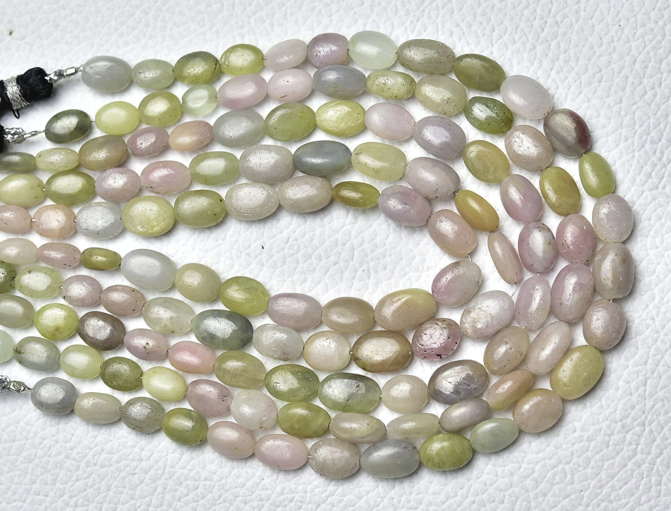 8 Inches Strand Natural Yellow Pink Sapphire Oval Beads 5x6mm To 6x9mm Smooth Oval Gemstone Beads Superb Sapphire Jewelry Making Bead No2244