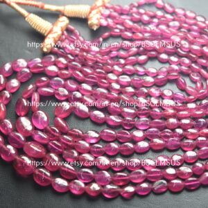 8 Inches Strand,Natural Pink Sapphire Smooth Oval Beads.Size 7-10mm