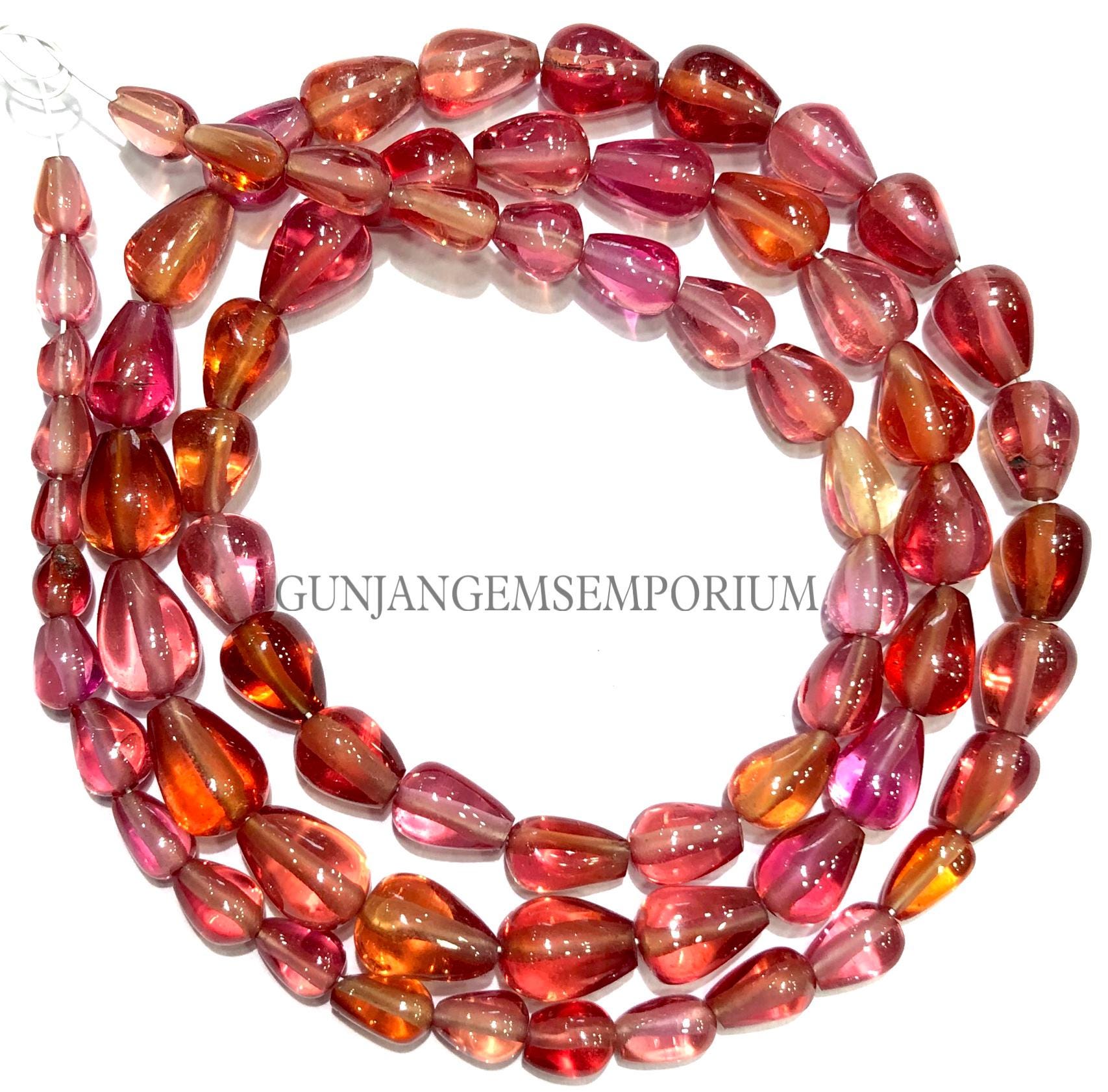 Aaa+ Red Padparadscha Sapphire Smooth Teardrop Beads Rare Reddish Pink Sapphire Gemstone Beads Straight Drilled Sapphire Briolette Drops