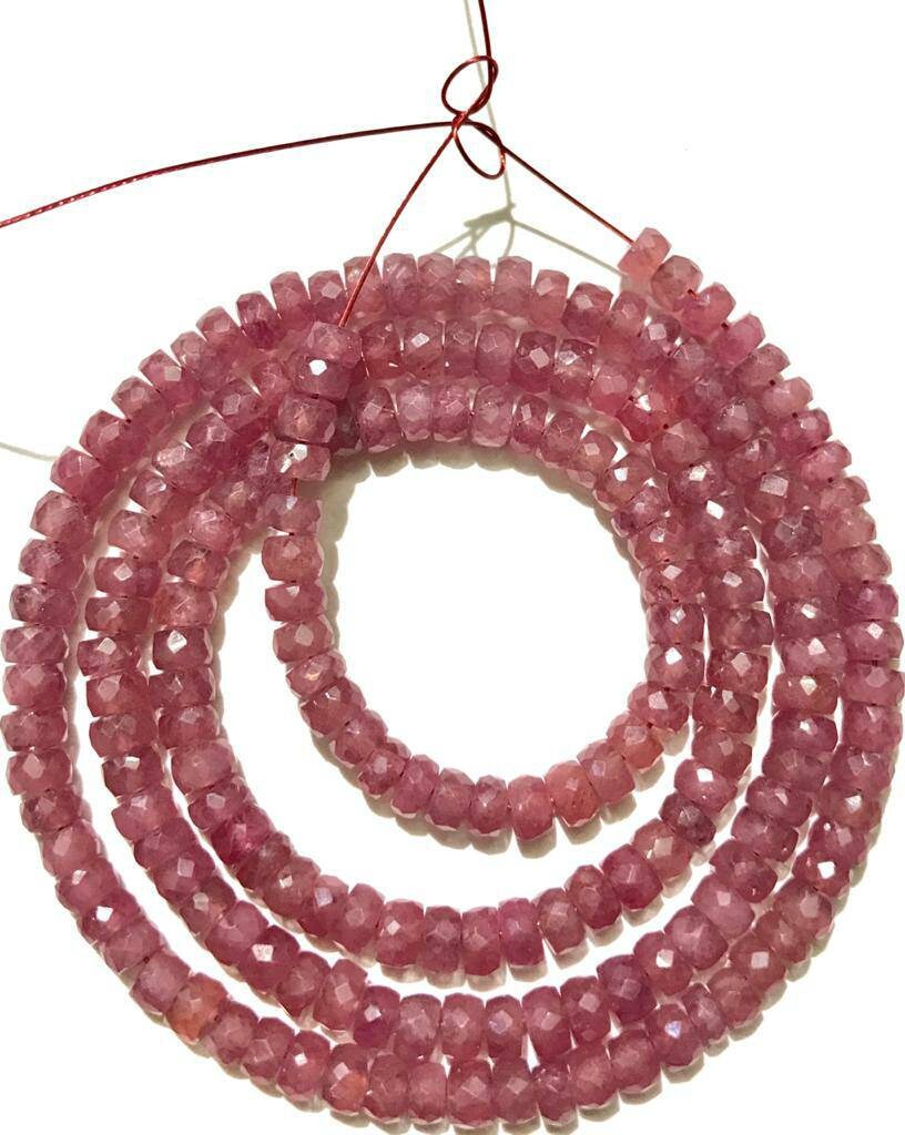 Aaa+ Natural Pink Colour Sapphire Gemstone Beads••faceted Pneumatic Shape 4mm Width Pink Sapphire Stone Beads••faded Pink Sapphire18” Strand Aaa+ Natural Pink Colour Sapphire Gemstone Beads••faceted Pneumatic Shape 4mm Width Pink Sapphire Stone Beads••faded Pink Sapphire18” Strand