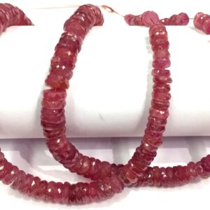 AAA QUALITY~Great Luster~Natural Pink Sapphire Faceted Tyre Beads Sapphire Heishi Cut Beads Sapphire Gemstone Beads Jewelry Making Beads.