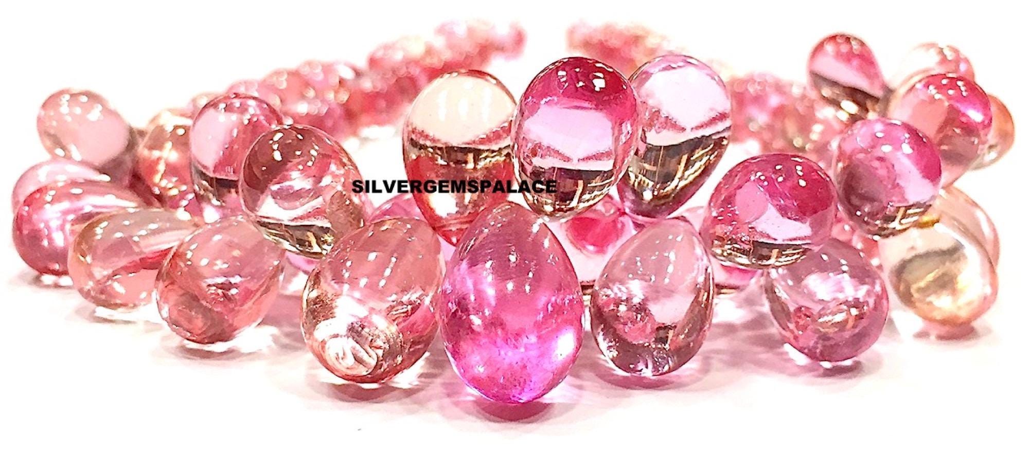 Aaaa+ Rare Padparadscha Sapphire Smooth Drops Beads Peachy Pink Sapphire Drops Briolettes Polished Sapphire Gemstone Beads Pretty Drops 6"