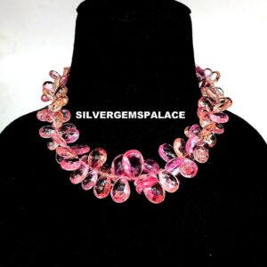 AAAA+ Rare Padparadscha Sapphire Faceted Pear Beads Peachy Pink Sapphire Pear Briolettes Pink Sapphire Beads Necklace Precious Gemstone 17"