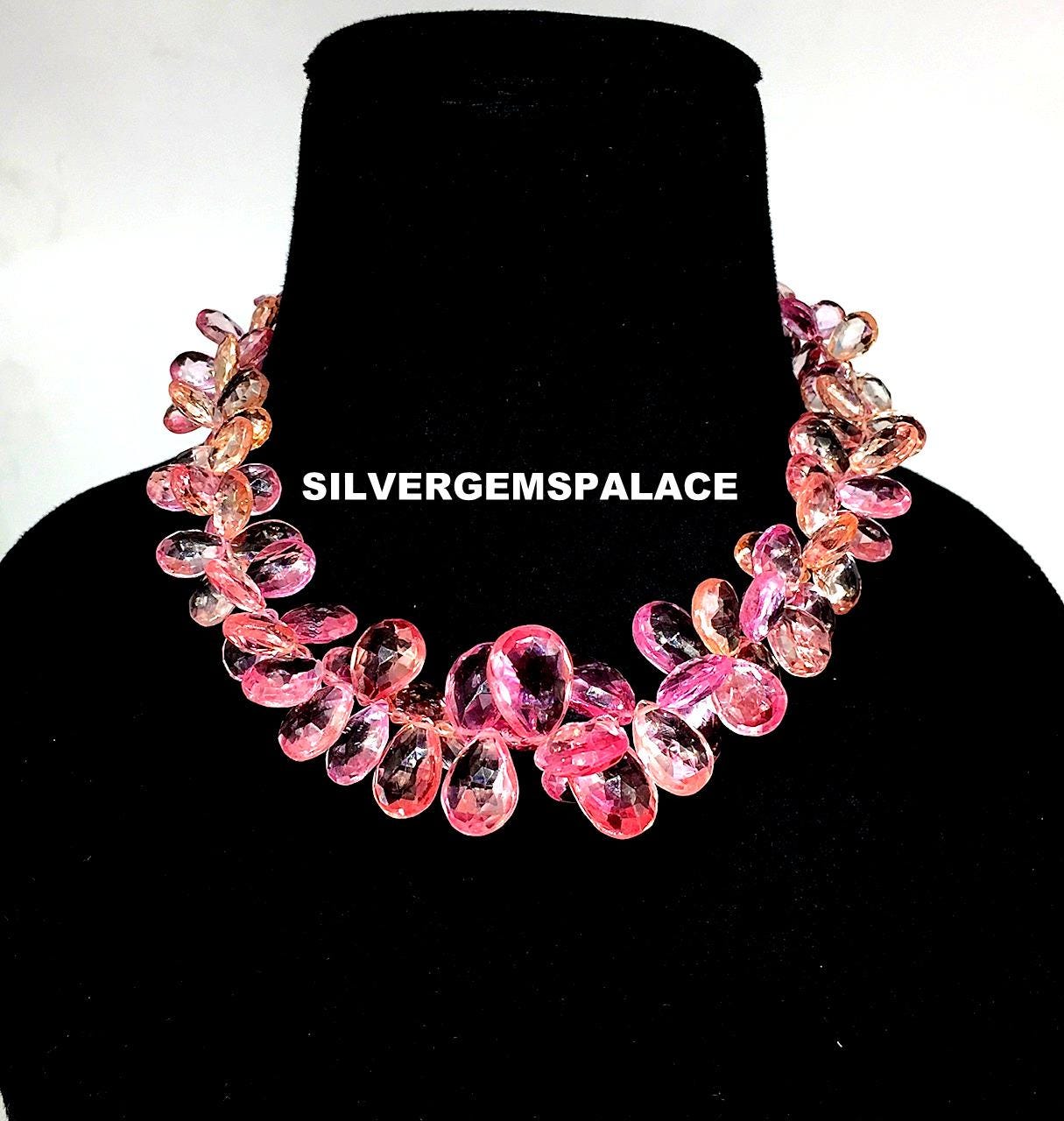 Aaaa+ Rare Padparadscha Sapphire Faceted Pear Beads Peachy Pink Sapphire Pear Briolettes Pink Sapphire Beads Necklace Precious Gemstone 17" Aaaa+ Rare Padparadscha Sapphire Faceted Pear Beads Peachy Pink Sapphire Pear Briolettes Pink Sapphire Beads Necklace Precious Gemstone 17"