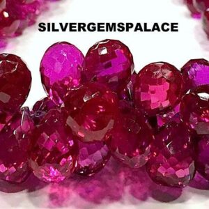 AAAA+ Rare Pink Sapphire Faceted Teardrop Beads Sapphire Drops Briolettes Juicy Pink Sapphire Gemstone Beads Sapphire Beads String 5"