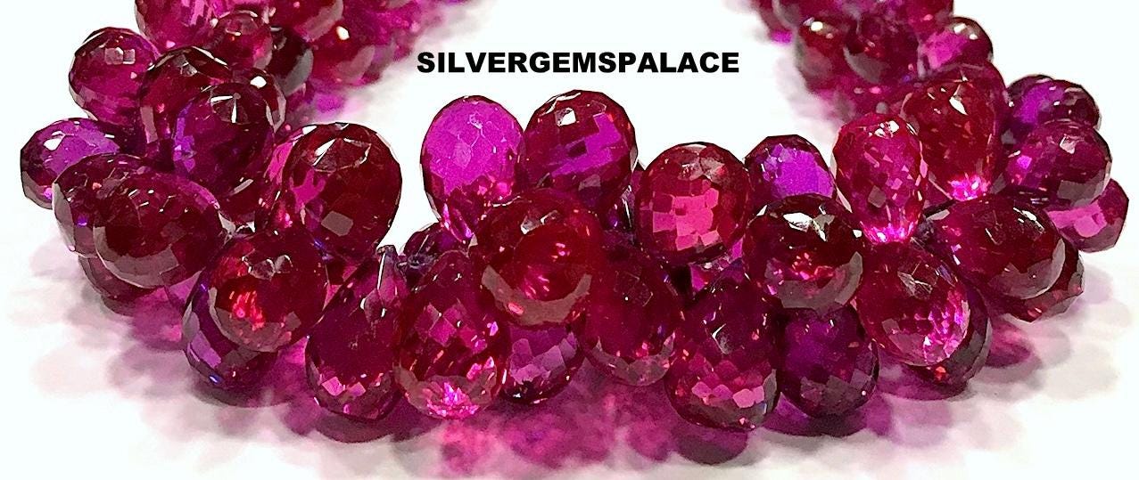 Aaaa+ Rare Pink Sapphire Faceted Teardrop Beads Sapphire Drops Briolettes Juicy Pink Sapphire Gemstone Beads Sapphire Beads String 5"