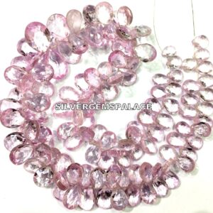AAAA+ Rare Pink Sapphire Faceted Pear Beads Light Rose Pink Beads Sapphire Briolettes Sapphire Stone Beads Strand Jewelry Making Beads.