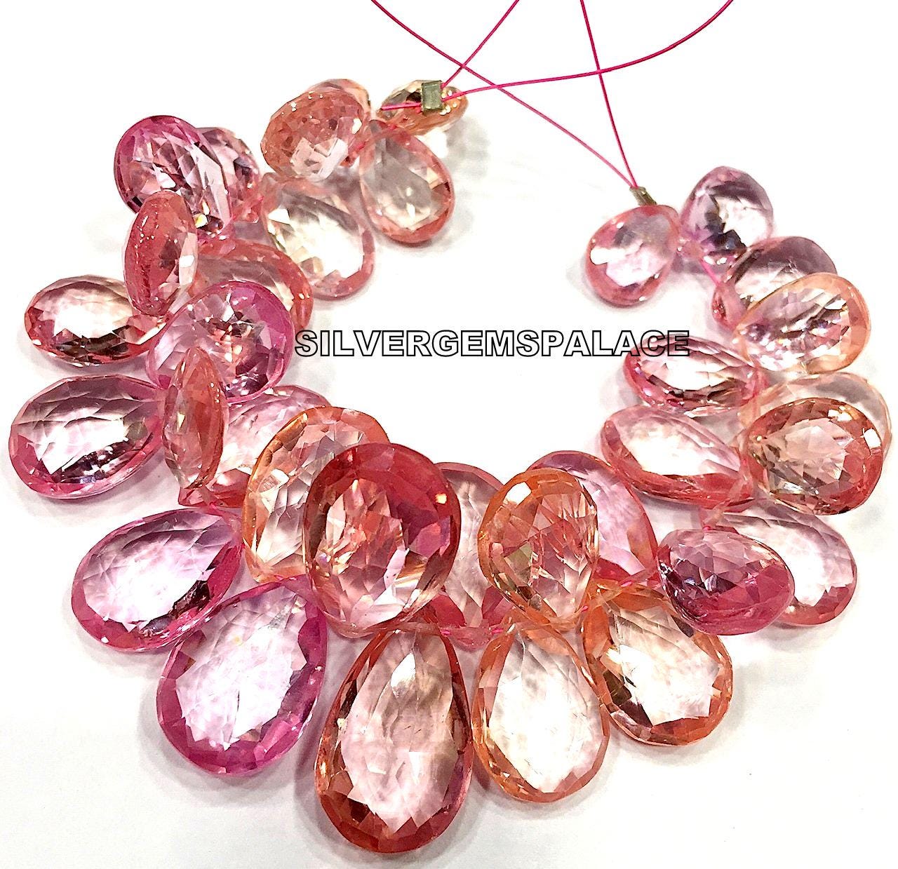 Aaaa+ Rare Padparadscha Sapphire Faceted Pear Beads Peachy Pink Sapphire Pear Briolettes Pink Sapphire Beads String Large Size Pear Beads 5” Aaaa+ Rare Padparadscha Sapphire Faceted Pear Beads Peachy Pink Sapphire Pear Briolettes Pink Sapphire Beads String Large Size Pear Beads 5”
