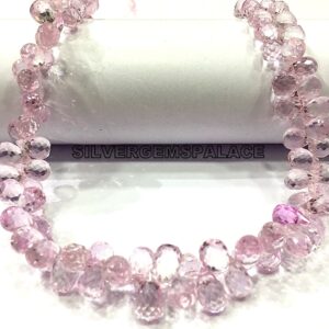 AAAA+ Rare Pink Sapphire Faceted Drops Briolettes Pink Sapphire Drops Beads Strand Pink Sapphire Gemstone Beads Jewelry Making Drops Beads.