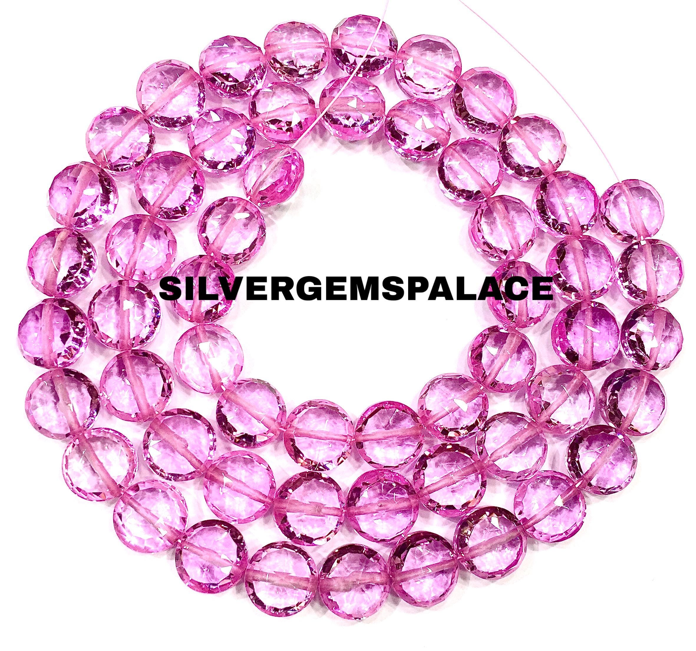 Aaaa+ Sparkle Pink Sapphire Coin Beads Faceted Sapphire Coin Gemstone Beads Pink Sapphire Beads 9mm Coin Beads Fine Quality Jewelry Beads.