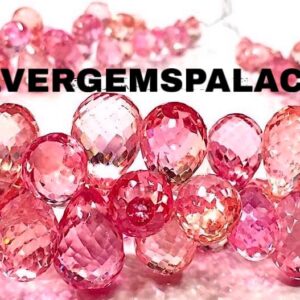 AAAA+ Rare Padparadscha Sapphire Faceted Drops Beads Peachy Pink Sapphire Drops Briolettes Sapphire Gemstone Beads Sparkle Sapphire Bracelet