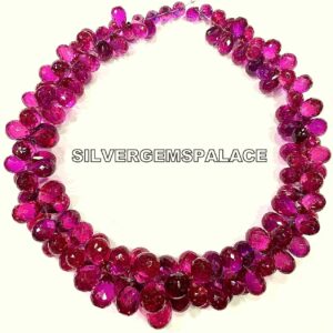 AAAA+ Rarest Pink Sapphire Faceted Teardrop Beads RUBELLITE Color Drops Briolettes Sapphire Gemstone Beads Necklace Large Size Drops Beads.