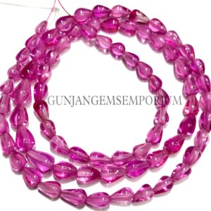 Aaaa Quality Pink Sapphire Drops Beads 6 / 7mm Straight Drilled Sapphire Smooth Teardrops Hand Polished Bright Sapphire Beads 17” Briolettes