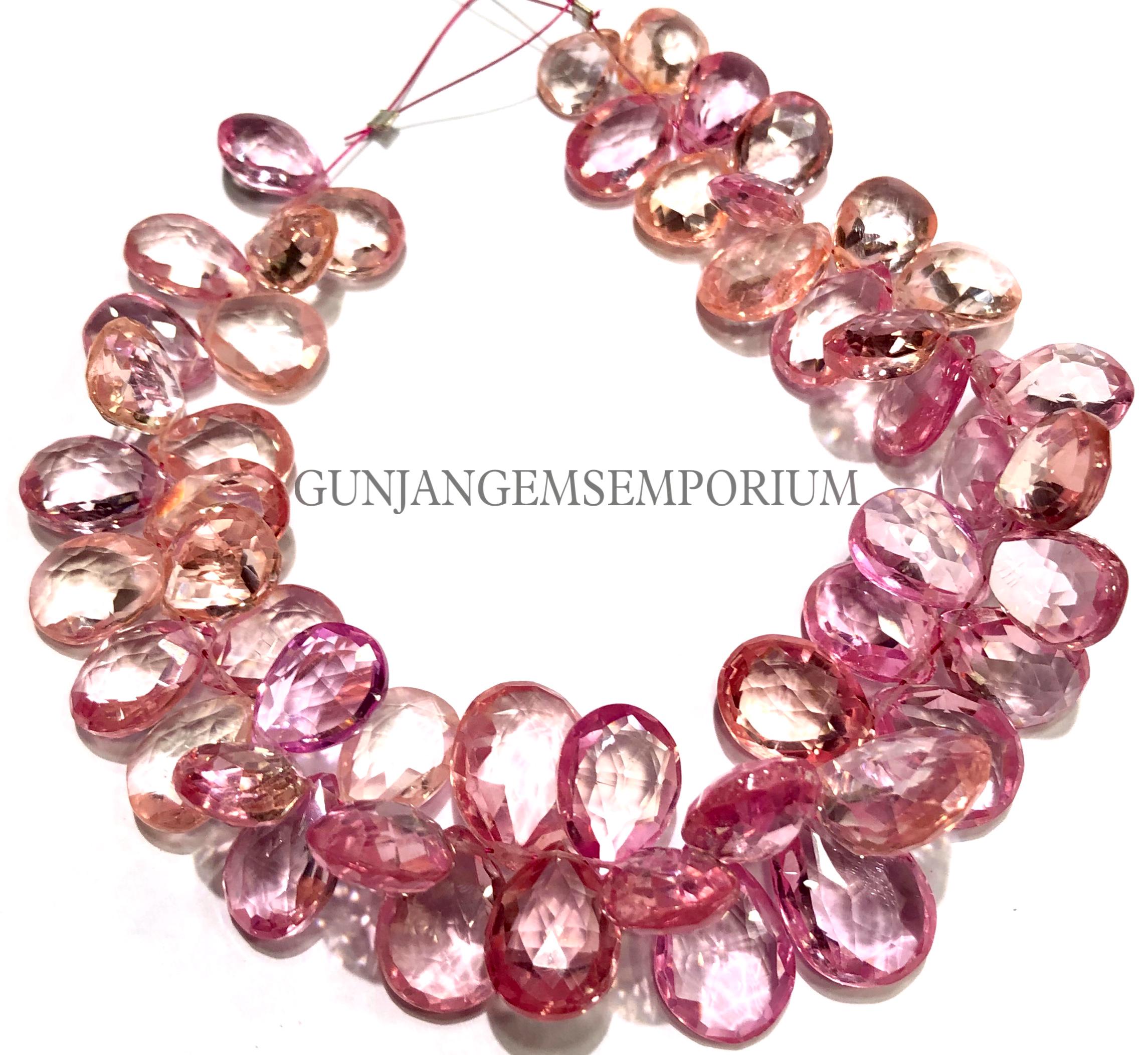 Aaaa++ Padparadscha Sapphire Faceted Peardrops Peachy Pink Sapphire Pear Beads 7” Peach Sapphire Bracelet Pink Sapphire Beads 50 Pcs Strand