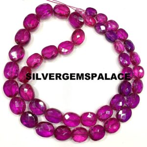 AAAA+ Rare Pink Sapphire Oval Gemstone Beads Faceted Oval String Rubellite Sapphire Beads Strand Jewelry Making Oval Beads 18”