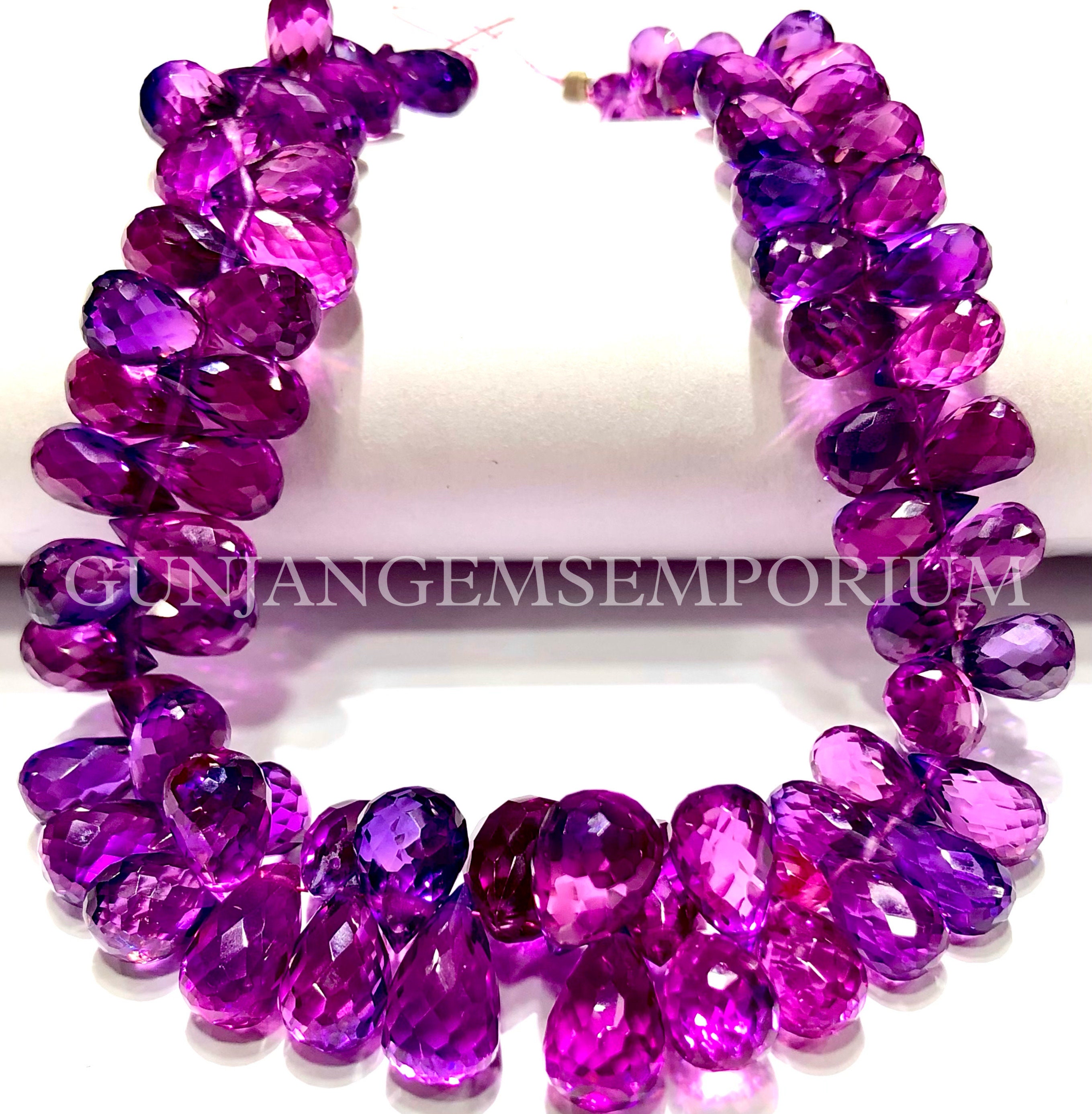Aaaa++ Exclusive~~ Purple Sapphire Faceted Teardrop Beads Top Quality Pinkish Purple Sapphire Gemstone Beads Shaded Pink Sapphire Teardrops