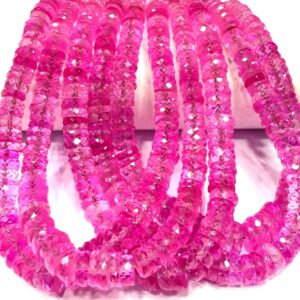AAAA++ QUALITY~~Pink Sapphire Faceted Tyre Cut Beads Sapphire Heishi Cut Beads Stunning Pink Sapphire Gemstone Beads Sapphire Beads Strand.