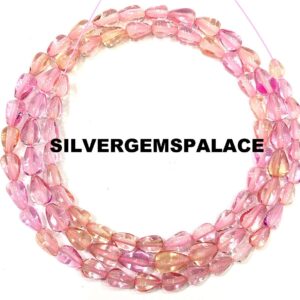 AAAA+ Rare Padparadscha Sapphire Smooth Drops Beads Peachy Pink Sapphire Drops Briolettes 5/7mm Straight Drilled Drops Sapphire Gemstone 18”