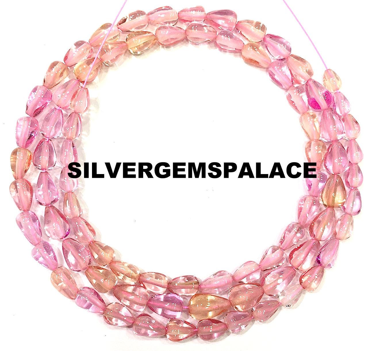 Aaaa+ Rare Padparadscha Sapphire Smooth Drops Beads Peachy Pink Sapphire Drops Briolettes 5/7mm Straight Drilled Drops Sapphire Gemstone 18”