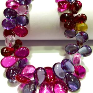 Beautiful~AAAA+ Multi Pink Sapphire Smooth Almond Beads Multi Sapphire Gemstone Beads Pink Sapphire Pear Shape Beads Wholesale Stone Jewelry