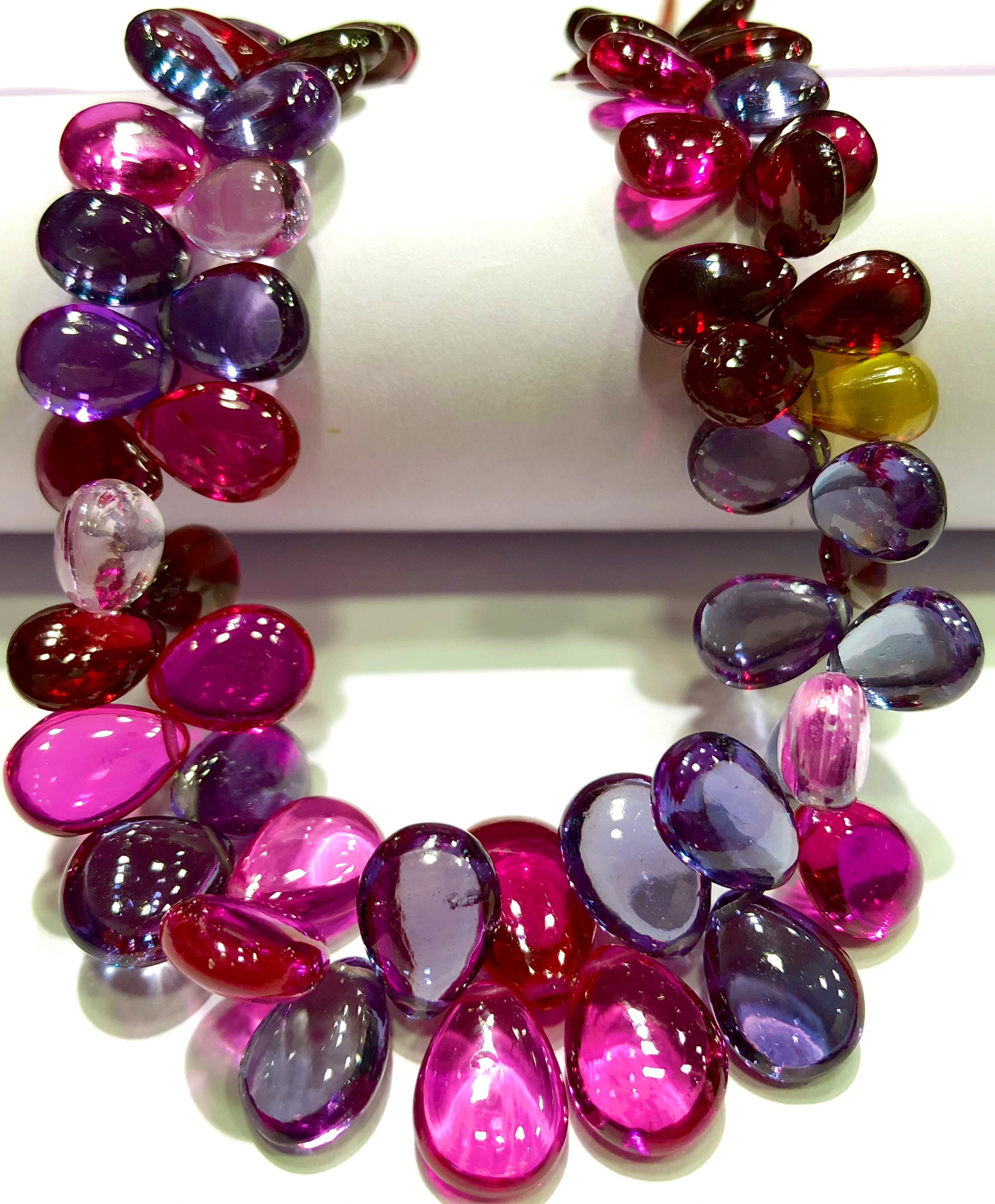 Beautiful~aaaa+ Multi Pink Sapphire Smooth Almond Beads Multi Sapphire Gemstone Beads Pink Sapphire Pear Shape Beads Wholesale Stone Jewelry