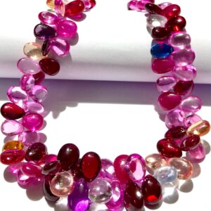 Beautiful~AAAA+ Multi Pink Sapphire Smooth Almond Beads Multi Sapphire Gemstone Beads Pink Sapphire Pear Shape Beads Multi Pink Stone Beads