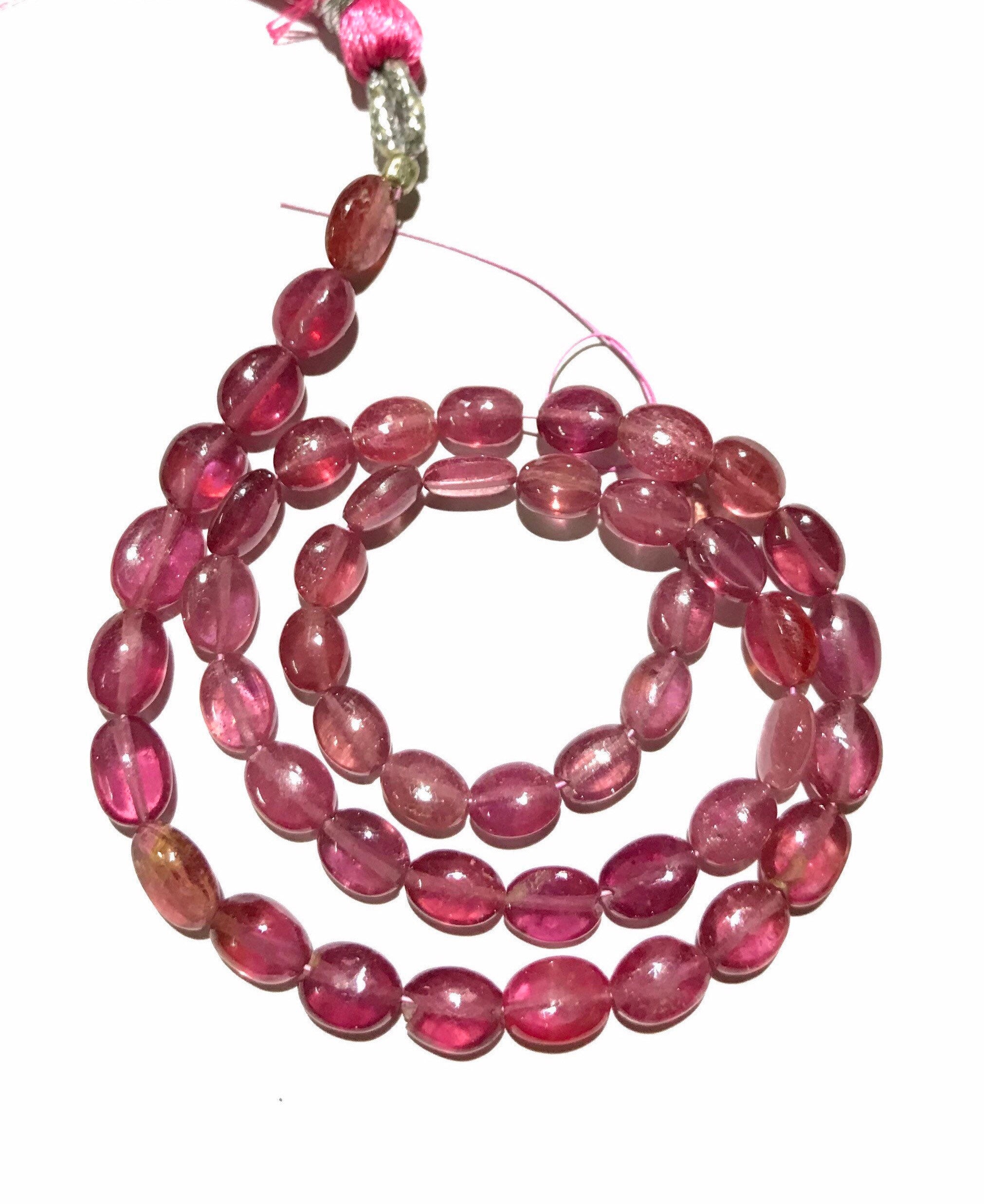 Beautiful~pink Sapphire Smooth Oval Shape Beads Pink Sapphire Smooth Gemstone Beads Natural Pink Sapphire 5-7mm 12” Pink Sapphire Oval Beads