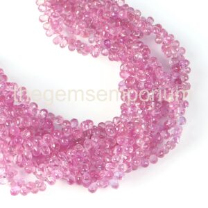 Burma Pink Sapphire Faceted Drops Shape Beads, Pink Sapphire Side Drill Drops Beads, Pink Sapphire Faceted Beads, Sapphire Briolettes