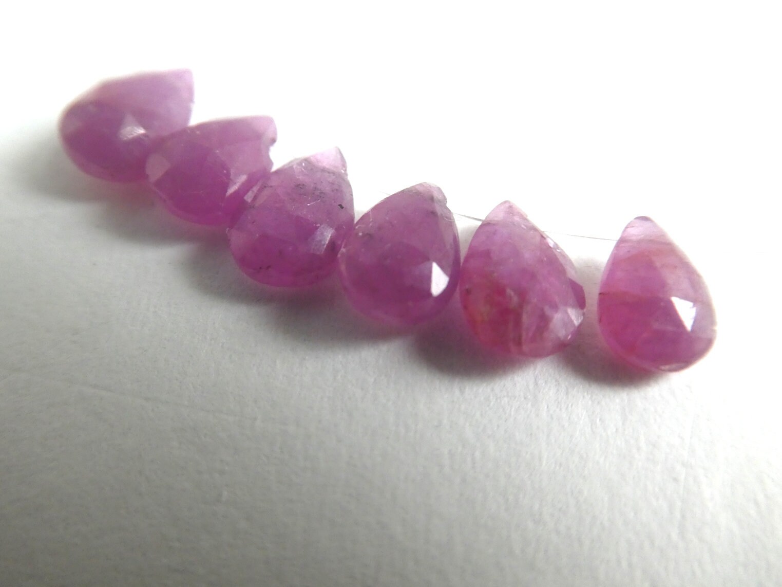 Pink Sapphire Faceted Teardrops 7-8mm Beads- 6 Pcs Briolettes Gemstone-earrings Jewelry Making-craft Natural Beads