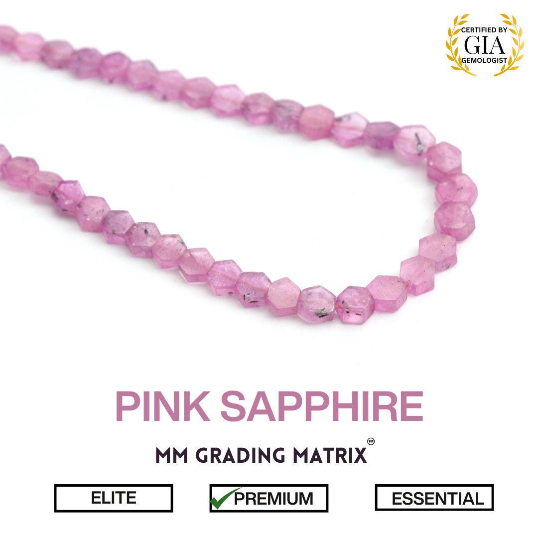 Pink Sapphire Gemstone Beads, 4x4.5 Mm To 5.5x6.5 Mm, Sapphire Smooth Hexogen Shape Beads, Natural Pink Sapphire Beads For Jewelry Making Pink Sapphire Gemstone Beads, 4x4.5 Mm To 5.5x6.5 Mm, Sapphire Smooth Hexogen Shape Beads, Natural Pink Sapphire Beads For Jewelry Making
