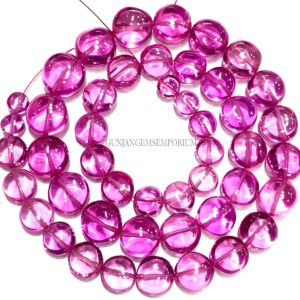 Gorgeous~aaa+ Pink Sapphire Smooth Coin Beads Rare Vibrant Sapphire Gemstone Coin Shape Beads 7-10mm Sapphire Smooth Beads Stone Jewelry