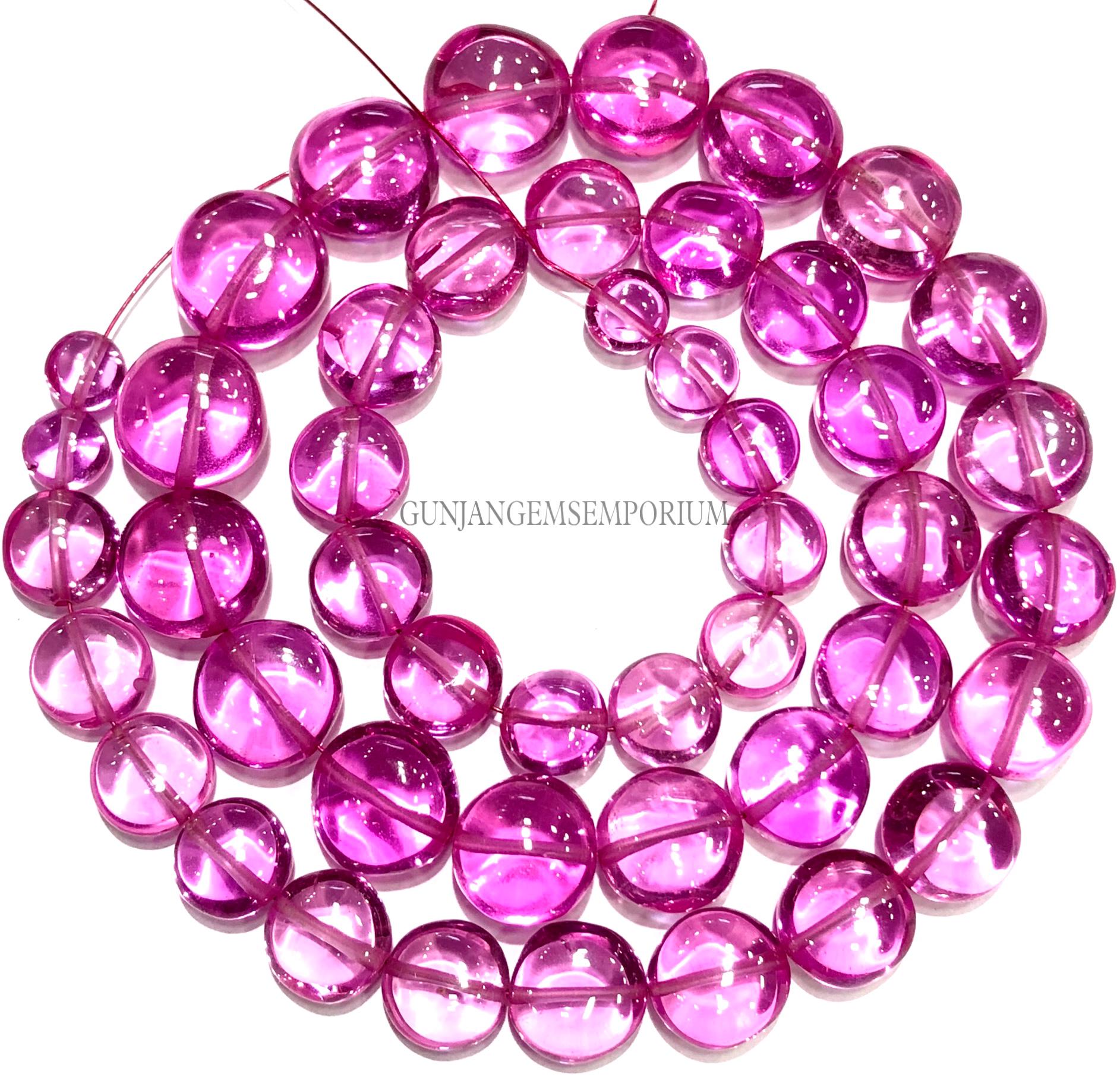 Gorgeous~aaa+ Pink Sapphire Smooth Coin Beads Rare Vibrant Sapphire Gemstone Coin Shape Beads 7-10mm Sapphire Smooth Beads Stone Jewelry