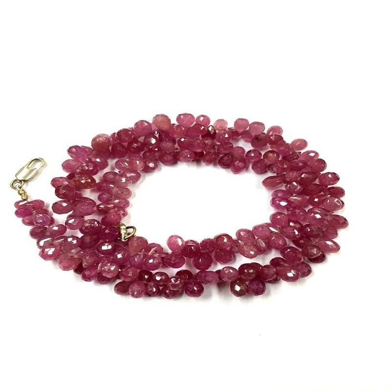 Natural Gemstone Pink Sapphire Faceted Teardrop Beads 5-6mm Gemstone Beads 18" Strand Superb Quality