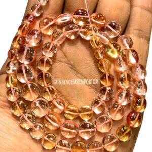 Padparadscha Orange Pink Sapphire Stone Beads, Aaaa+ Beautiful Peach Padparadscha Sapphire Coin Beads,7/9mm Smooth Coin Shape Beads Necklace