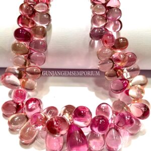 Peachy Pink PADPARADSCHA SAPPHIRE Drops AAAA+ Rare Pink Sapphire Smooth Teardrops Beads 6/10mm Sapphire Briolettes Hand Polished Sapphires