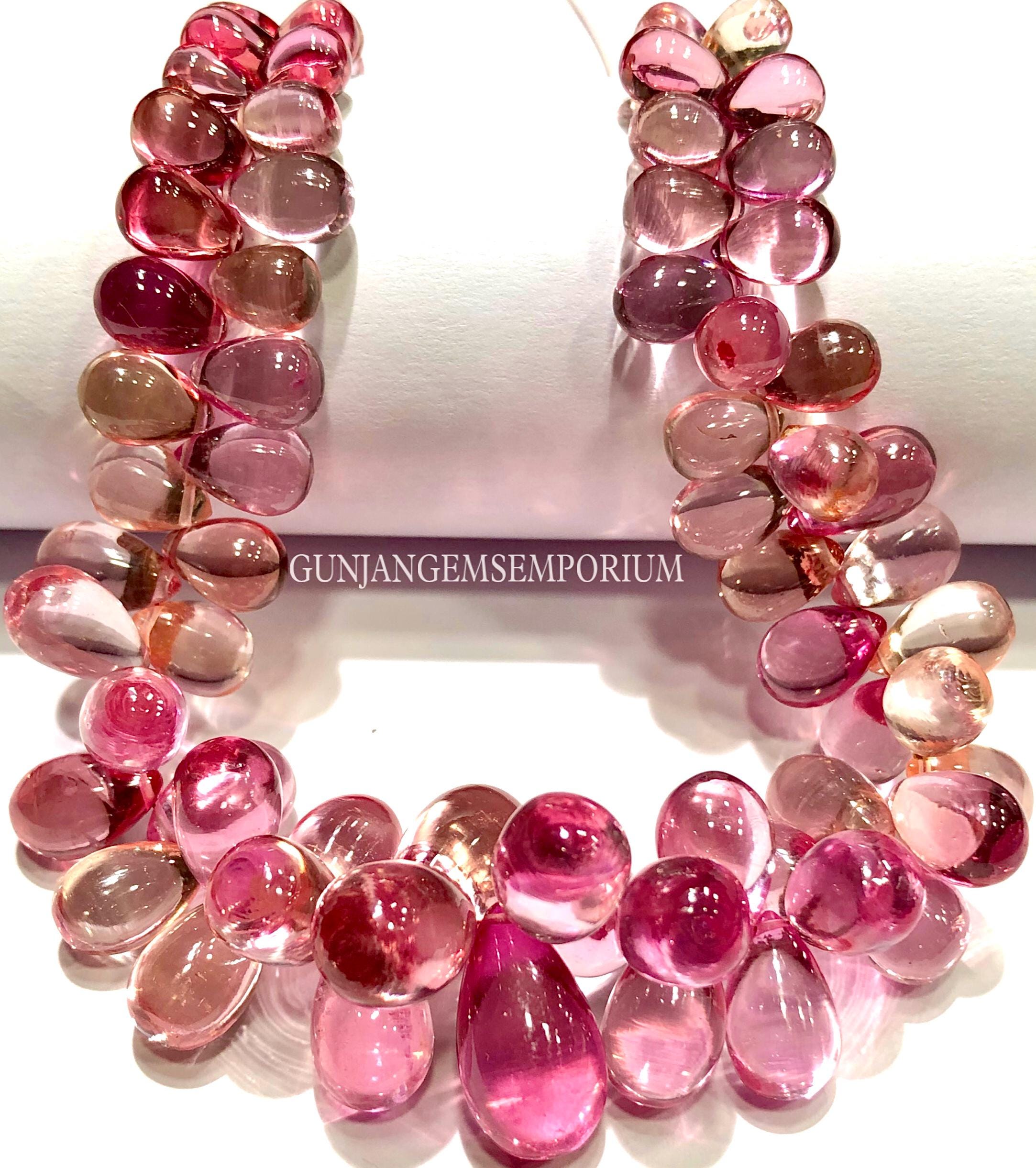 Peachy Pink Padparadscha Sapphire Drops Aaaa+ Rare Pink Sapphire Smooth Teardrops Beads 6/10mm Sapphire Briolettes Hand Polished Sapphires