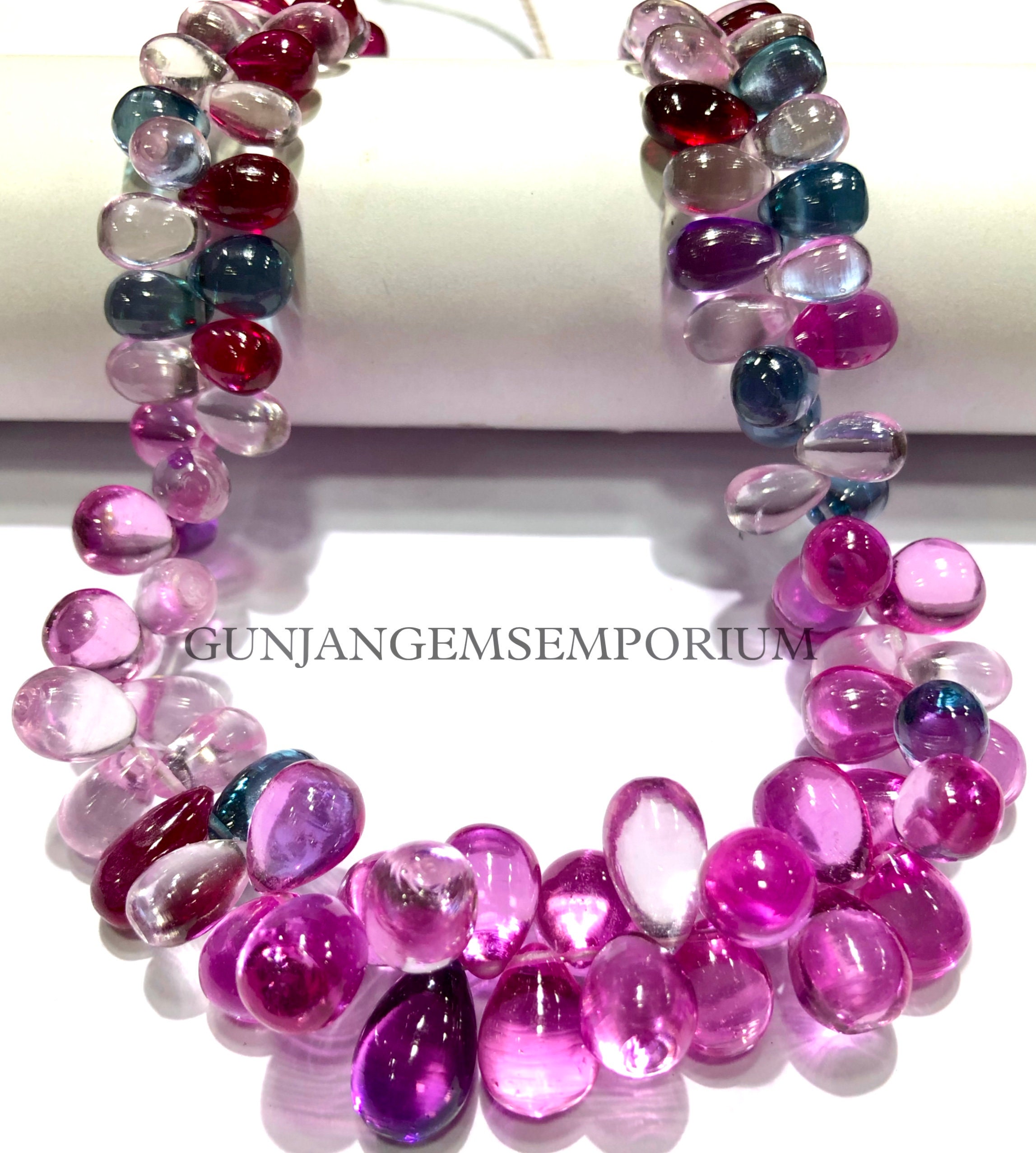 Rare To See Colors~~pink Sapphire Smooth Teardrops Beads Aaa+ Multi Sapphire Gemstone Beads Mix Pink Sapphire Teardrops Pink Sapphire Shades