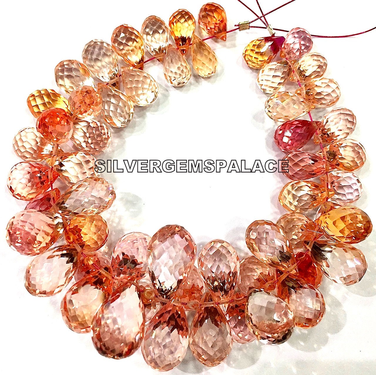Rare Padparadscha Peach Sapphire Faceted Teardrop Beads Aaaa+ Peachy Pink Sapphire Drops Briolette Sapphire Gemstone Beads Sapphire Bracelet
