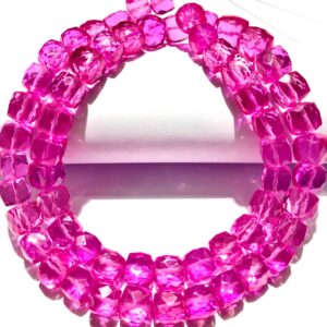 Rarest~~AAAA+ Pink Sapphire Faceted Cube Shape Beads Pink Sapphire Gemstone Beads Sparkling Pink Sapphire Beads Sapphire Cube Beads Box Bead