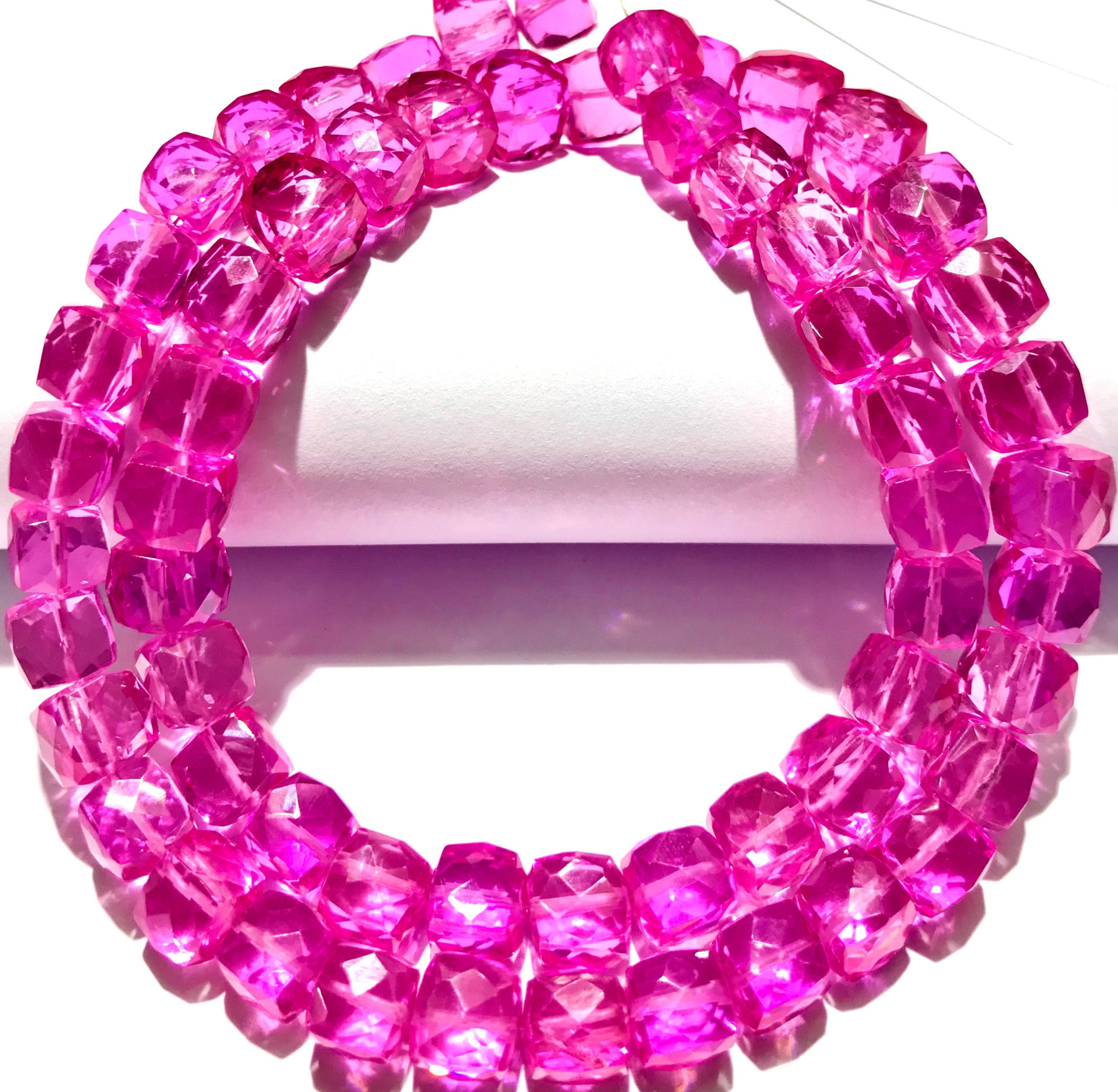 Rarest~~aaaa+ Pink Sapphire Faceted Cube Shape Beads Pink Sapphire Gemstone Beads Sparkling Pink Sapphire Beads Sapphire Cube Beads Box Bead