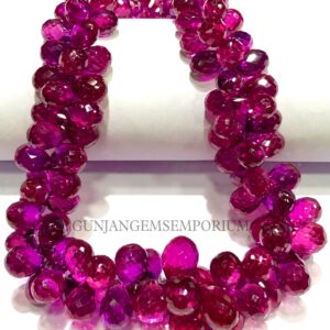 Pink Rubellite Sapphire Beads~~RARE AAAA+ Pink Sapphire Faceted Teardrops Rubellite Color Sapphire Teardrop Beads Faceted Sapphire Briolette