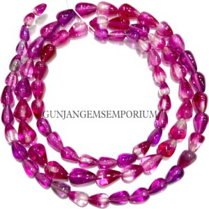 Very Rare Bio Color Pink Sapphire Smooth Beads AAA Quality Sapphire Drops Straight Drilled Smooth Teardrops Beads Real Sapphire Gemstones