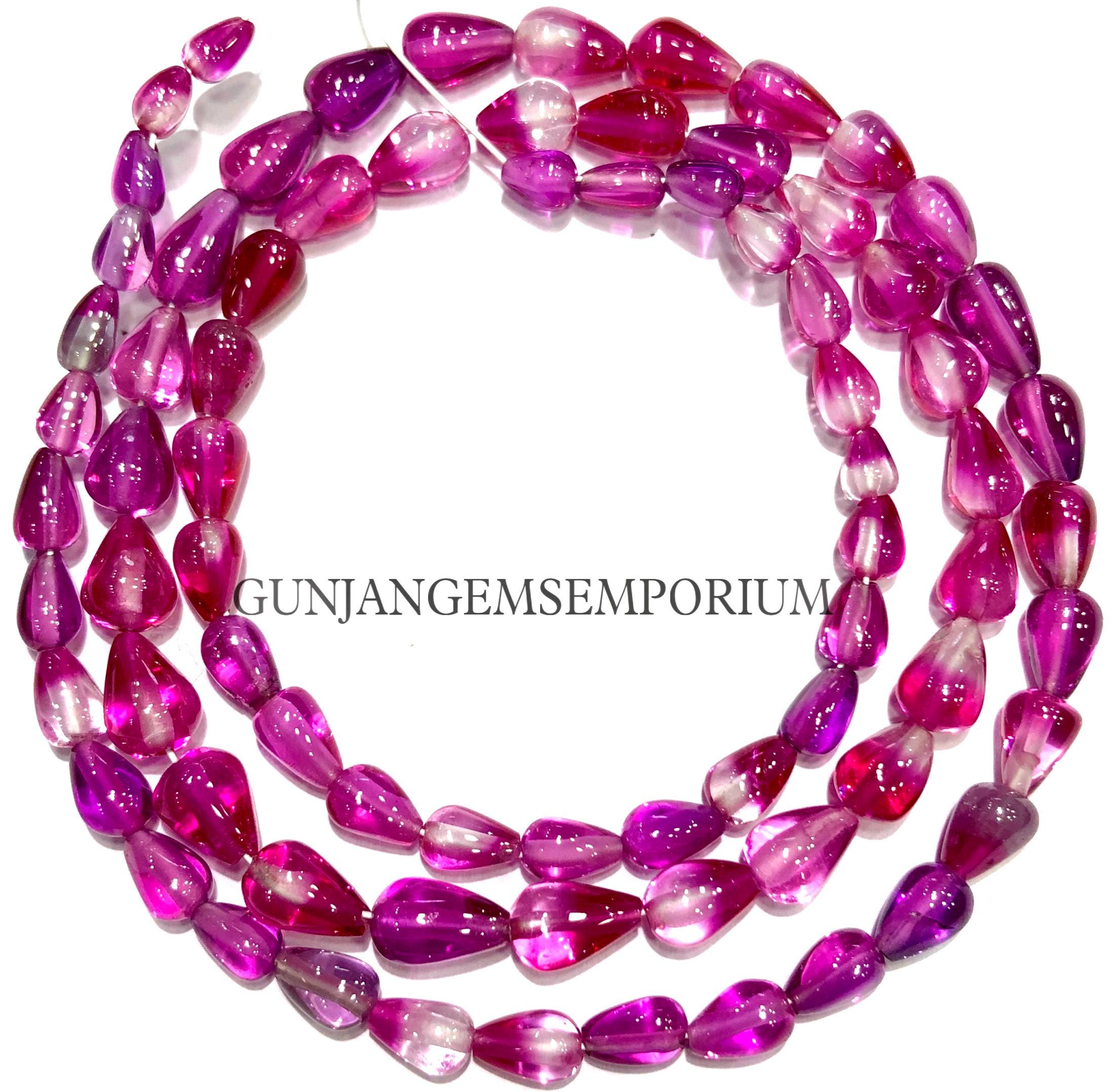 Very Rare Bio Color Pink Sapphire Smooth Beads Aaa Quality Sapphire Drops Straight Drilled Smooth Teardrops Beads Real Sapphire Gemstones