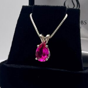 2.5ct Bright Pink Sapphire Teardrop Pendant Necklace Heirloom Quality Jewelry Gift
