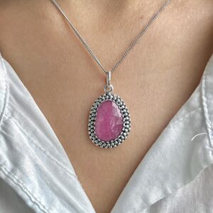 Pink Sapphire Pendant / 925 Sterling Silver / Healing Gemstone / Gifts For Her / Natural Gemstone / Rose Cut / Statement Pendant Psp-p-9.
