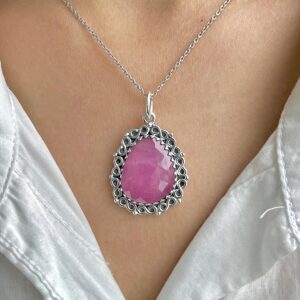 Pink Sapphire Pendant / 925 Sterling Silver / Healing Gemstone / Gifts for her / Natural Gemstone / Rose Cut / Statement Pendant PSP-P-32. Pink Sapphire Pendant / 925 Sterling Silver / Healing Gemstone / Gifts for her / Natural Gemstone / Rose Cut / Statement Pendant PSP-P-32.