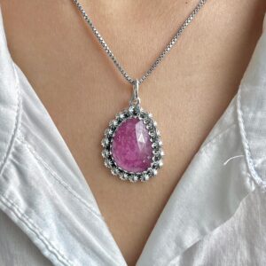 Pink Sapphire Pendant / 925 Sterling Silver / Healing Gemstone / Gifts For Her / Natural Gemstone / Rose Cut / Statement Pendant Psp-p-25.