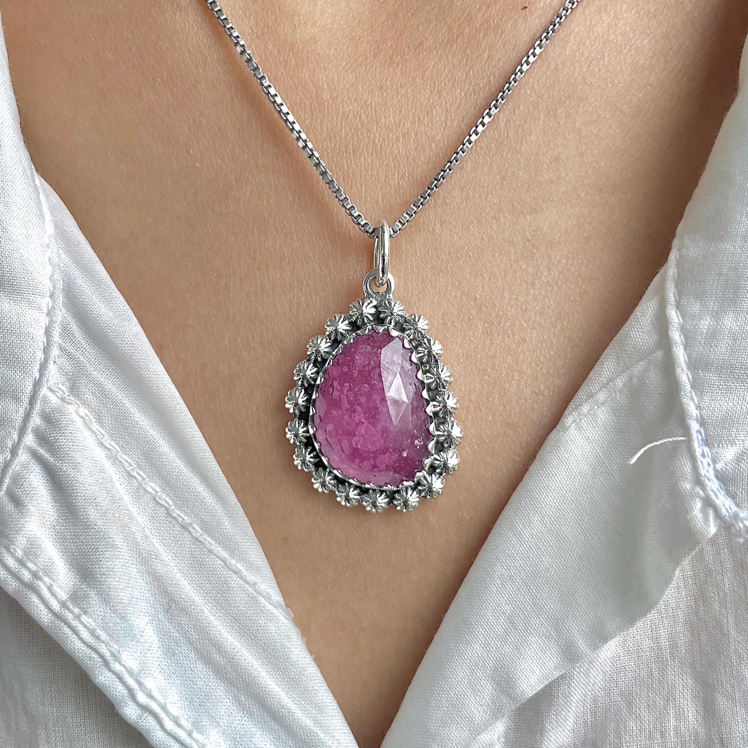 Pink Sapphire Pendant / 925 Sterling Silver / Healing Gemstone / Gifts For Her / Natural Gemstone / Rose Cut / Statement Pendant Psp-p-25.