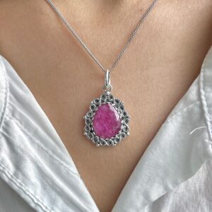 Pink Sapphire Pendant / 925 Sterling Silver / Healing Gemstone / Gifts For Her / Natural Gemstone / Rose Cut / Statement Pendant Psp-p-3.